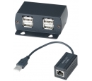 USB 2.0 Fast CAT5 Extender with 4 Port USB Hub