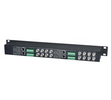 16 Port HD Video Transceiver in 1U Rack Mounting Panel