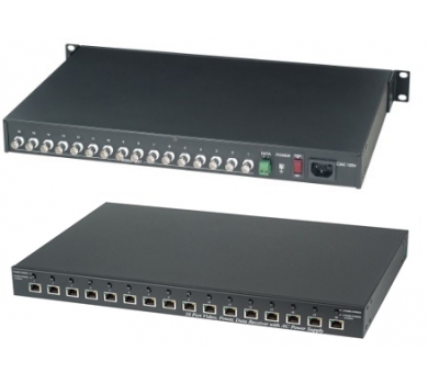 16CH Passive Video, Power, Data CCTV Hub with AC Power Supply in 1U Rack Mounting Hub